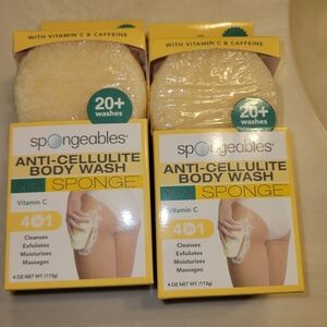 NEW SEALED PKG Set of 2 Spongeables Anti-cellulite Moisturize Body Scrub Sponges